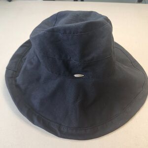 Scala Collezione Women's Black Cotton Canvas Sun Bucket Hat w/ Drawstring-EUC!